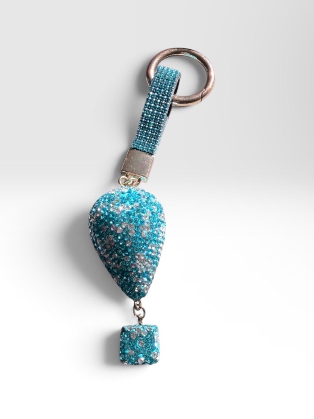 Sparkling Hot Air Balloon Turquoise Keychain